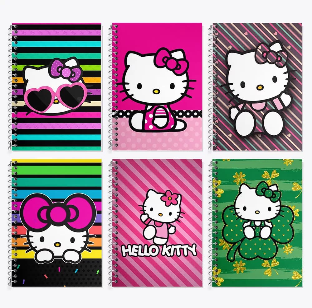دفتر زبان 50 برگ خندالو مدل دو خط طرح هلو کیتی (Hello Kitty) کد 281 مجموعه 6 عددی