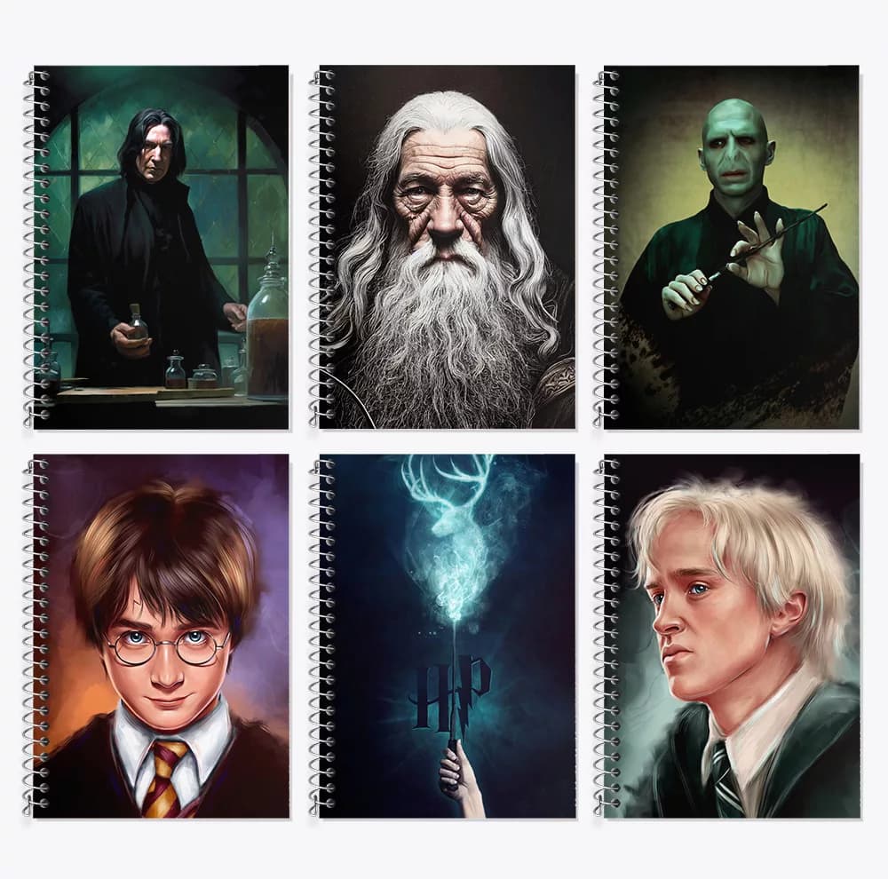 دفتر زبان 50 برگ خندالو مدل دو خط طرح هری پاتر (Harry Potter) کد 852 مجموعه 6 عددی