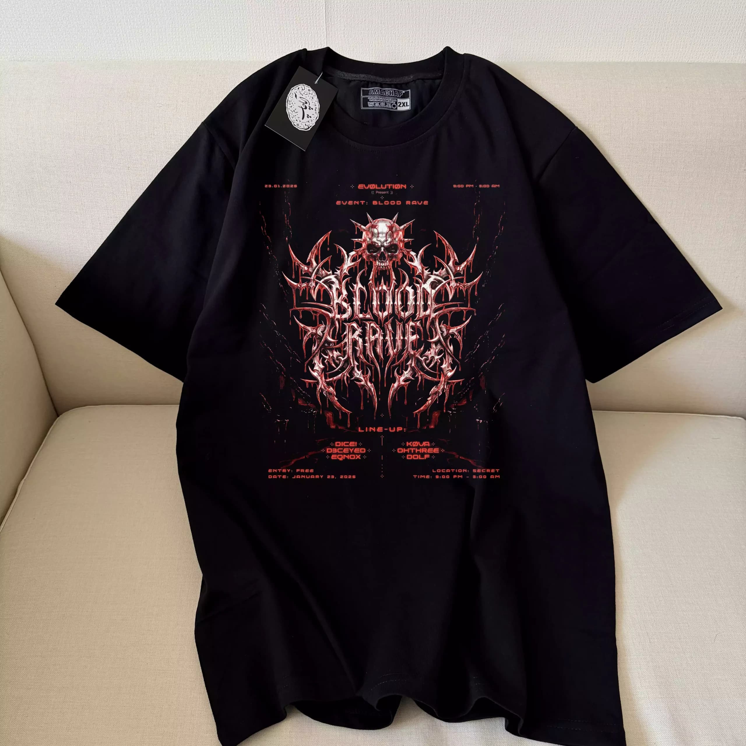 تیشرت نخ پنبه طرح Blood Rave