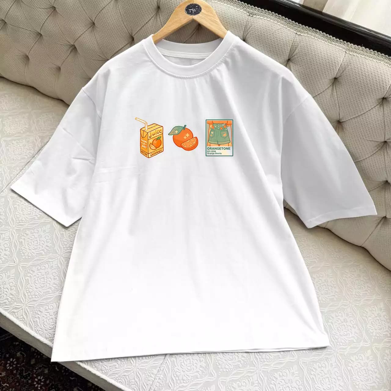 تیشرت نخ پنبه طرح پرتقال Orange