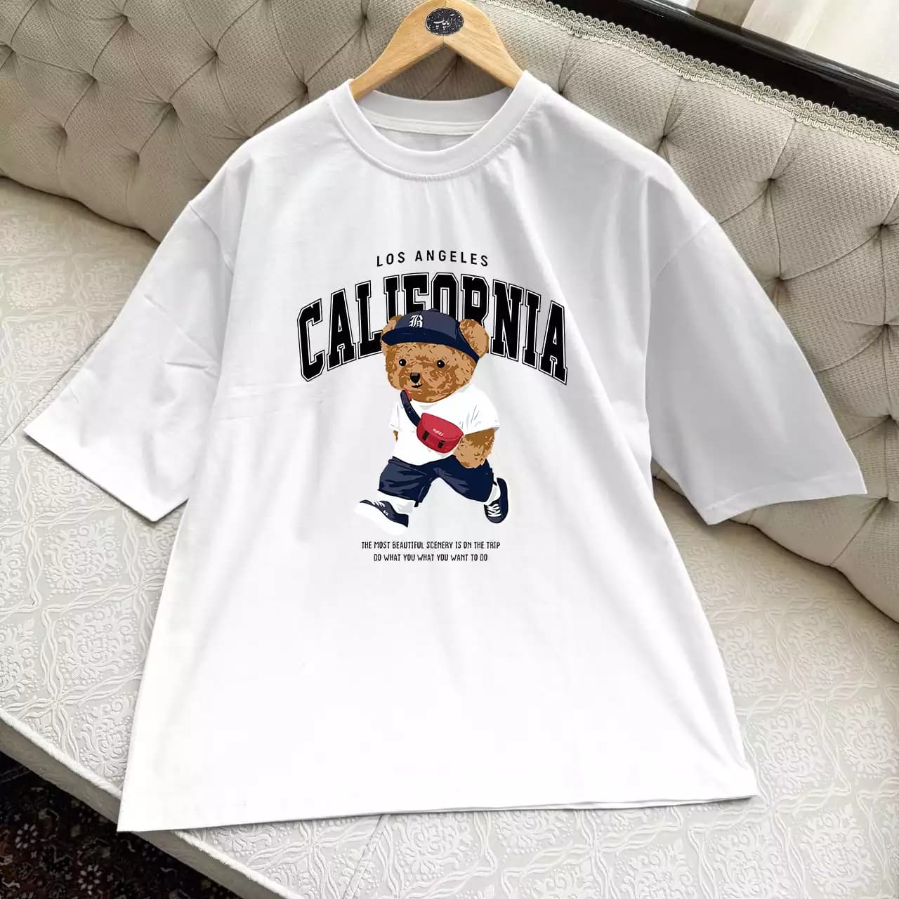 تیشرت نخ پنبه طرح خرس CALIFORNIA