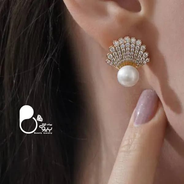 گوشواره مروارید نگین اتریشی طرح آرامش