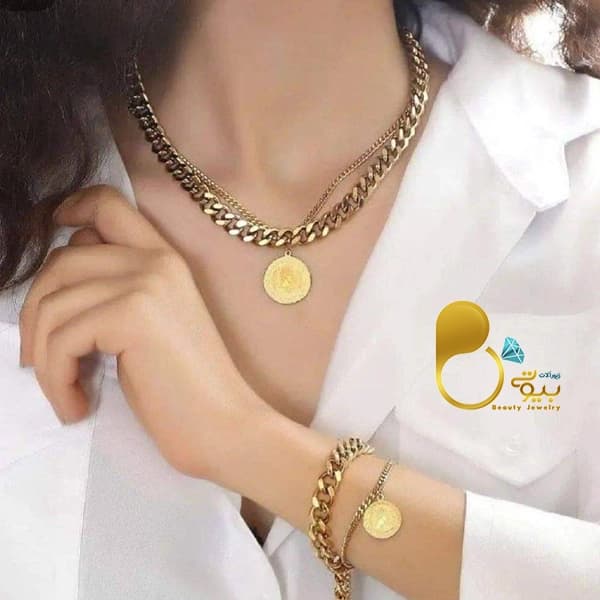 ست دستبند و گردنبند دوبل کارتیر سکه