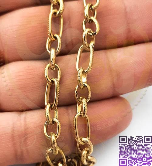 زنجیر استیل 1*3 طلایی عرض6میل کد130 فروش نیم متری — تصویر ۳
