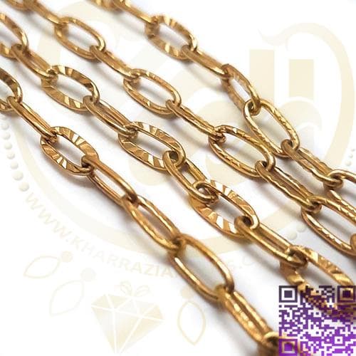 زنجیر استیل مستطیل تراشدار طلایی واحد نیم متری کد204
