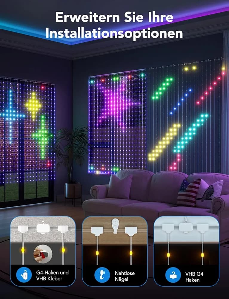 ریسه پرده ای برند govee curtain lights — تصویر ۴