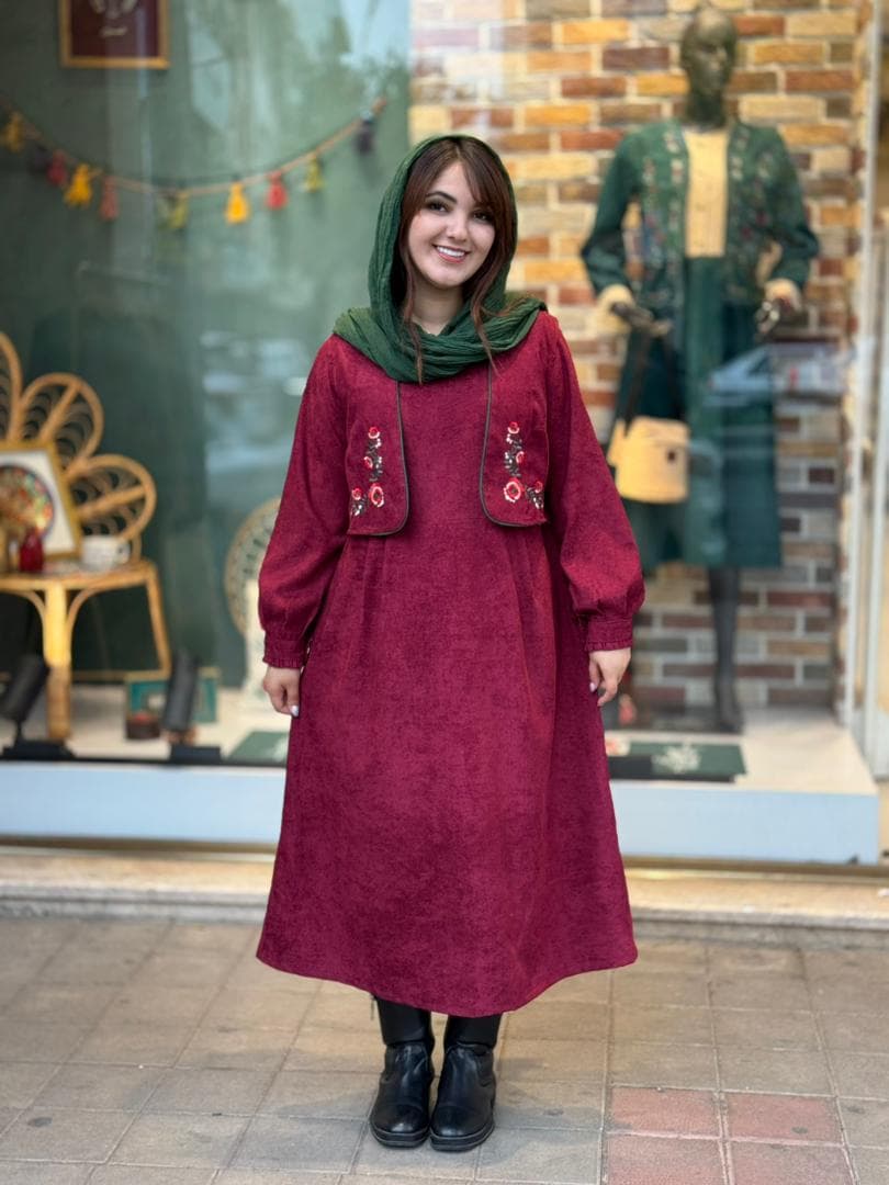 ست دو تیکه هانا زرشکی پاییزه