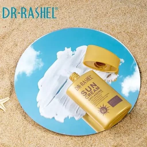 کرم ضدآفتاب طلاوکلاژن بی رنگ جوانسازspf60دکترراشل خاصیت روشن کنندگی وضد لک و… — تصویر ۴