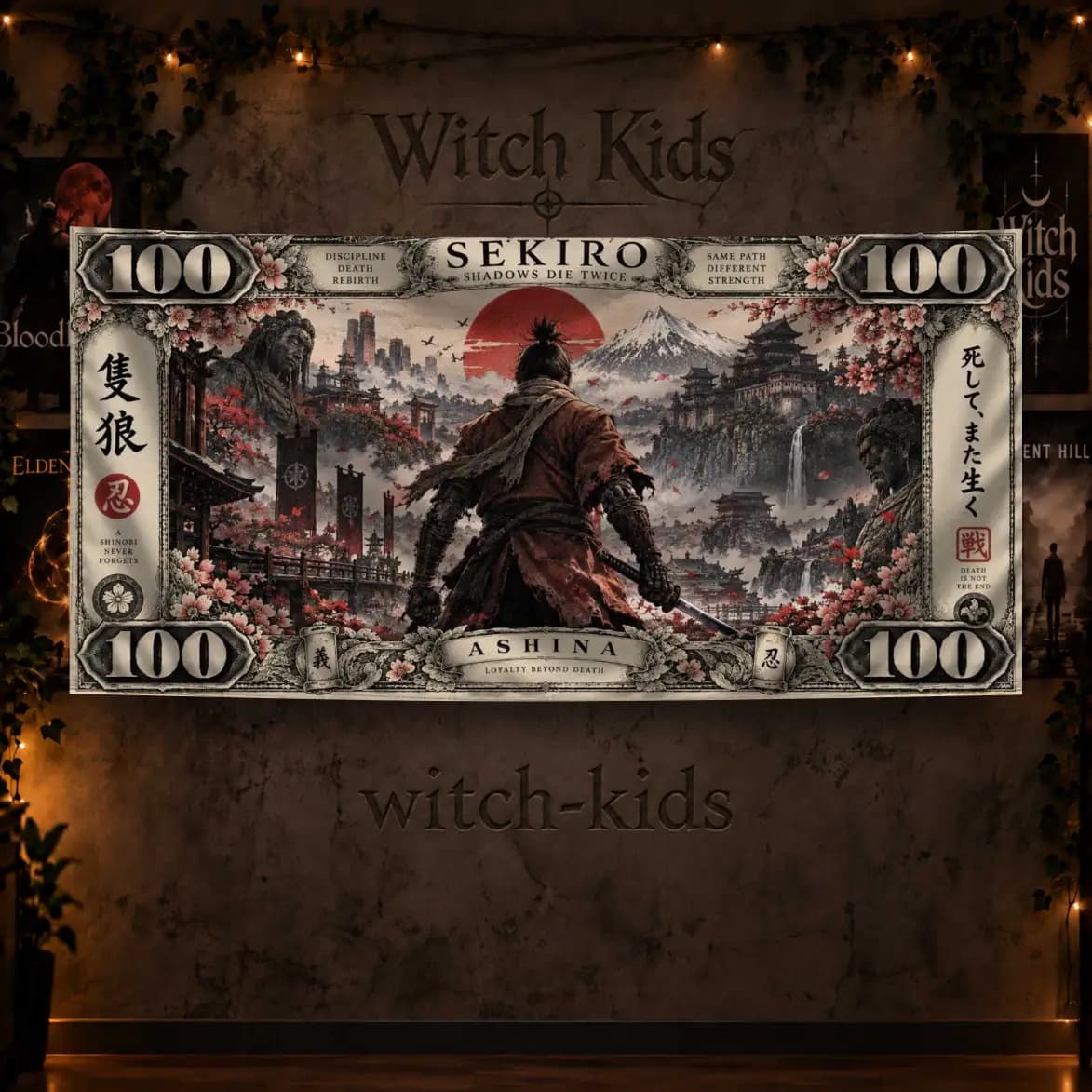پرچم دکوراتیو بازی سکیرو طرح دلار | Sekiro
