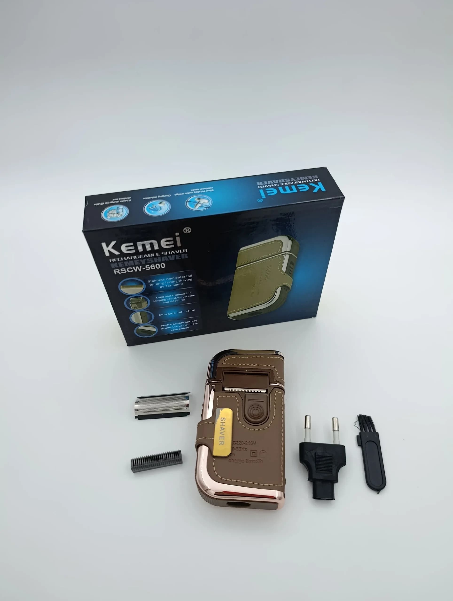 ماشین اصلاح و شیور صورت کیمی Kemei مدل RSCW-5600 صفرزن (تیغه استیل ضد زنگ با کاور چرمی)