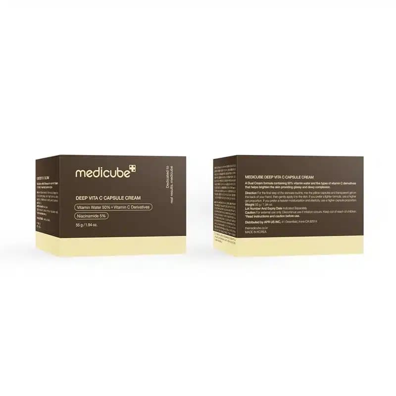 کرم کپسولی تقویت کننده و روشن کننده پوست مدی کیوب Medicube حاوی ویتامین سی و نیاسینامید مدل Deep Vita C Capsule Cream(55 گرم) — تصویر ۲