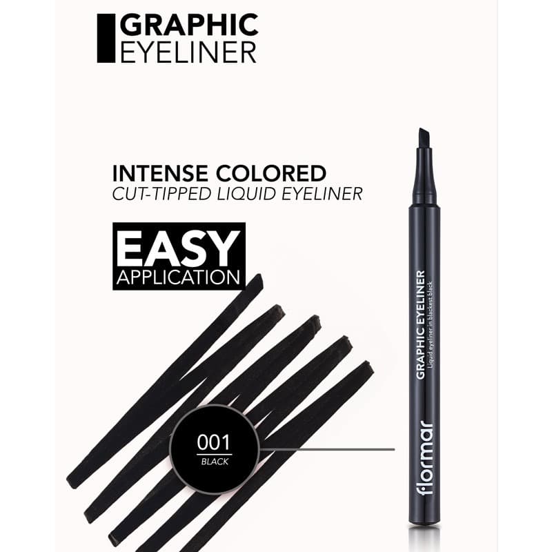 خط چشم مشکی گرافیکی فلورمار flormar مدل Graphic Eyeliner — تصویر ۴