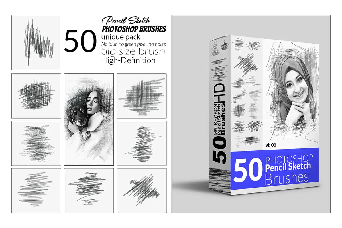 50 براش خط خطی مداد طراحی فتوشاپ