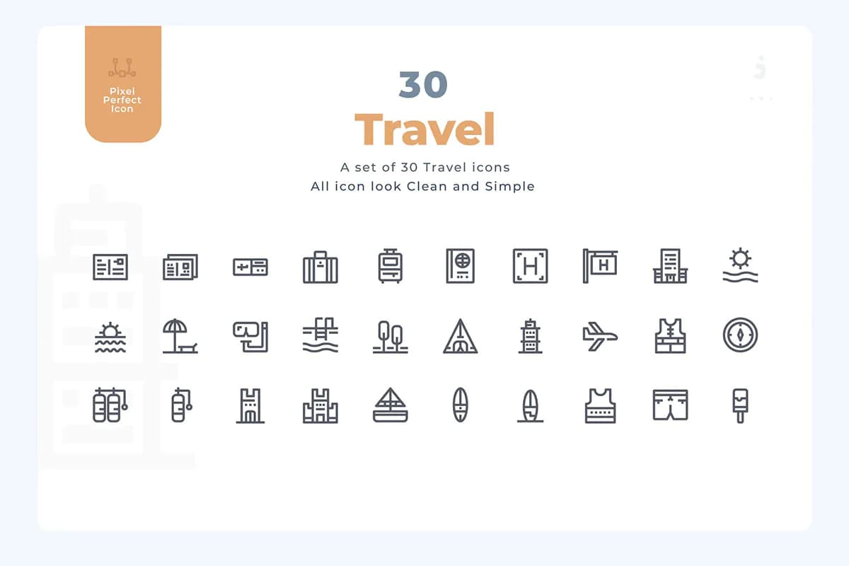 30 آیکون مسافرت و تفریح