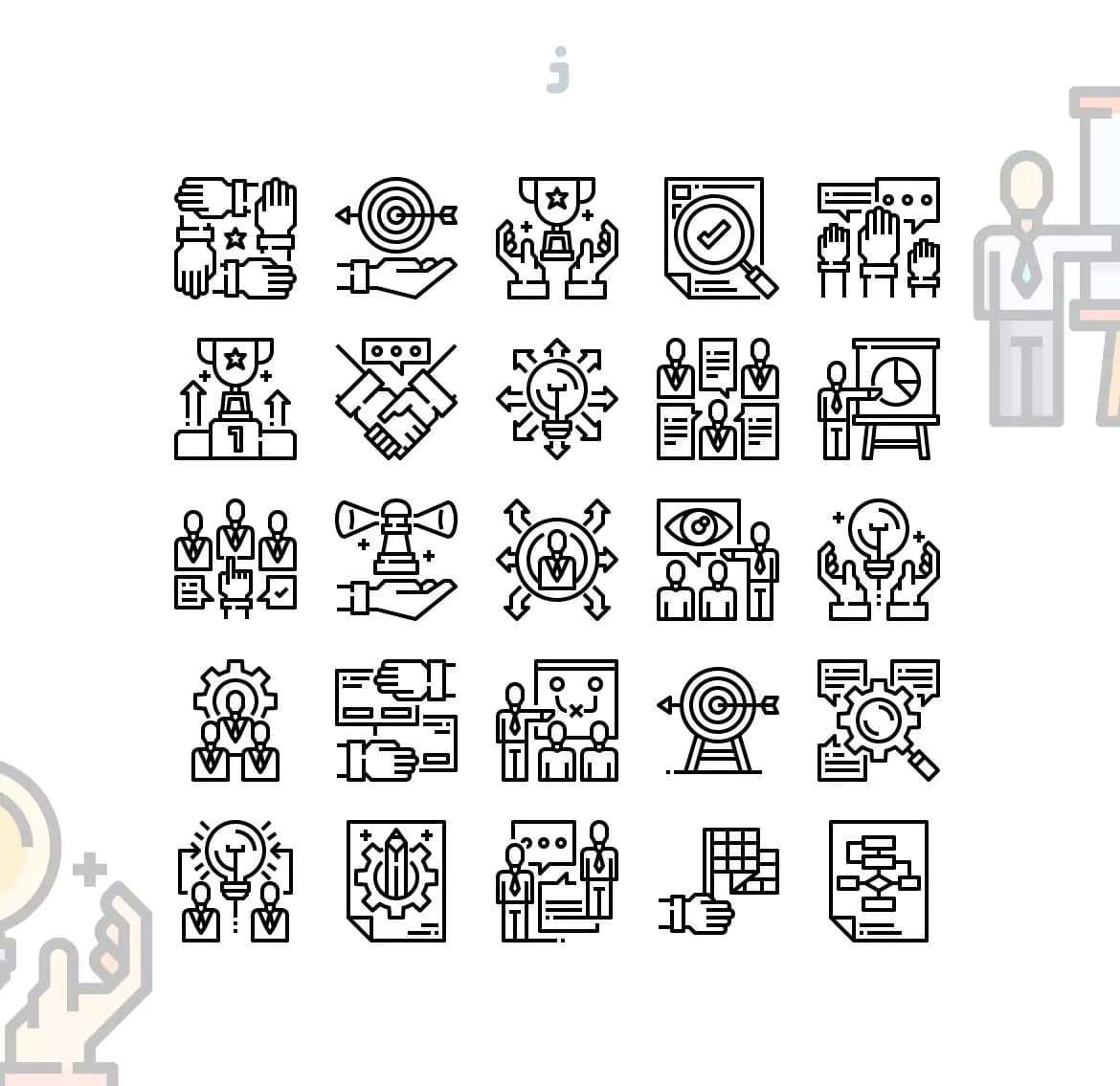 25 آیکون کسب و کار و کار تیمی (گروهی) — تصویر ۲