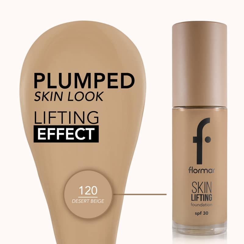 کرم پودر SPF30 فلورمار flormar مدل Skin Lifting کد 120(رنگ Desert Beige) — تصویر ۲