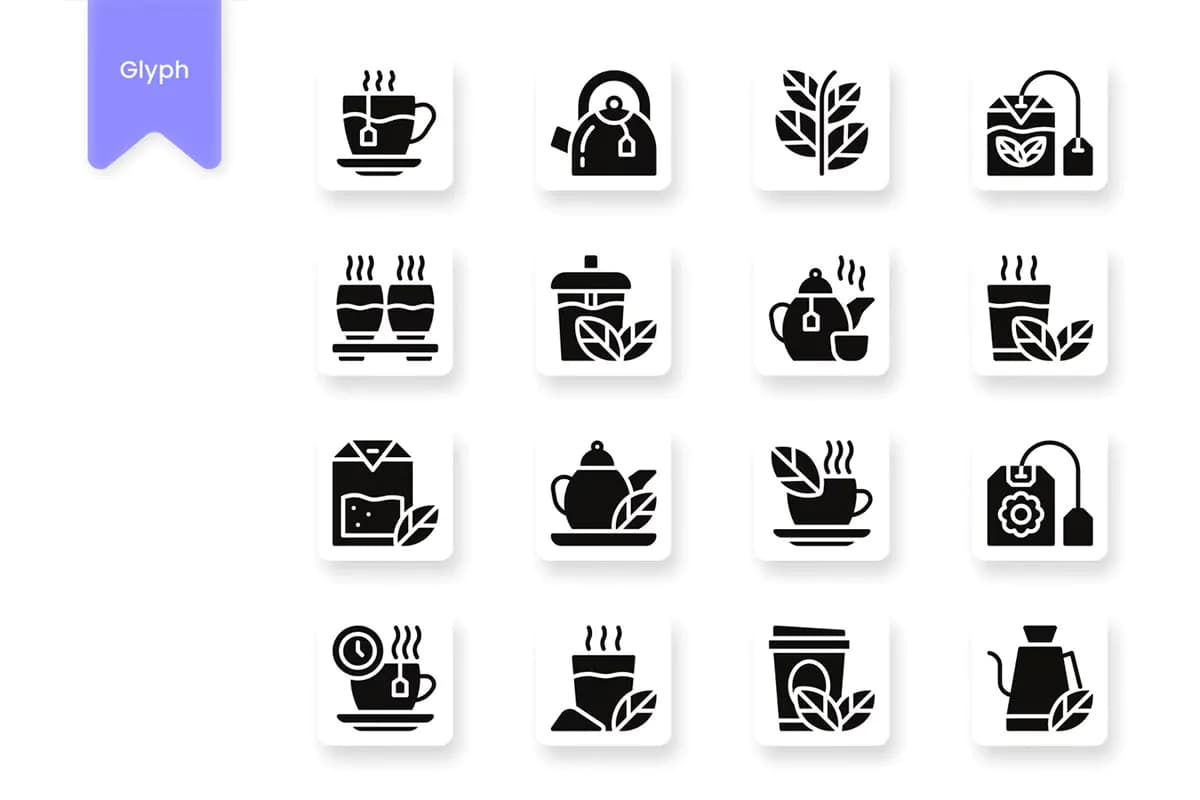 16 آیکون چای و دمنوش — تصویر ۲