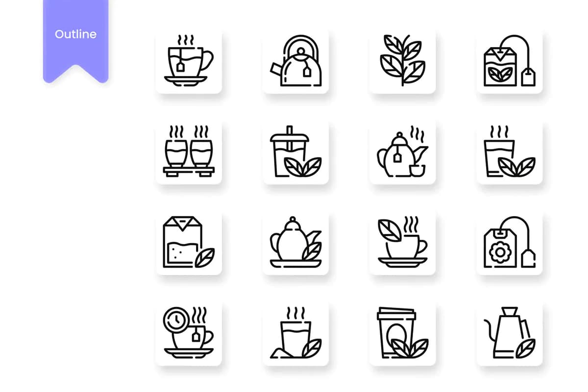 16 آیکون چای و دمنوش — تصویر ۳