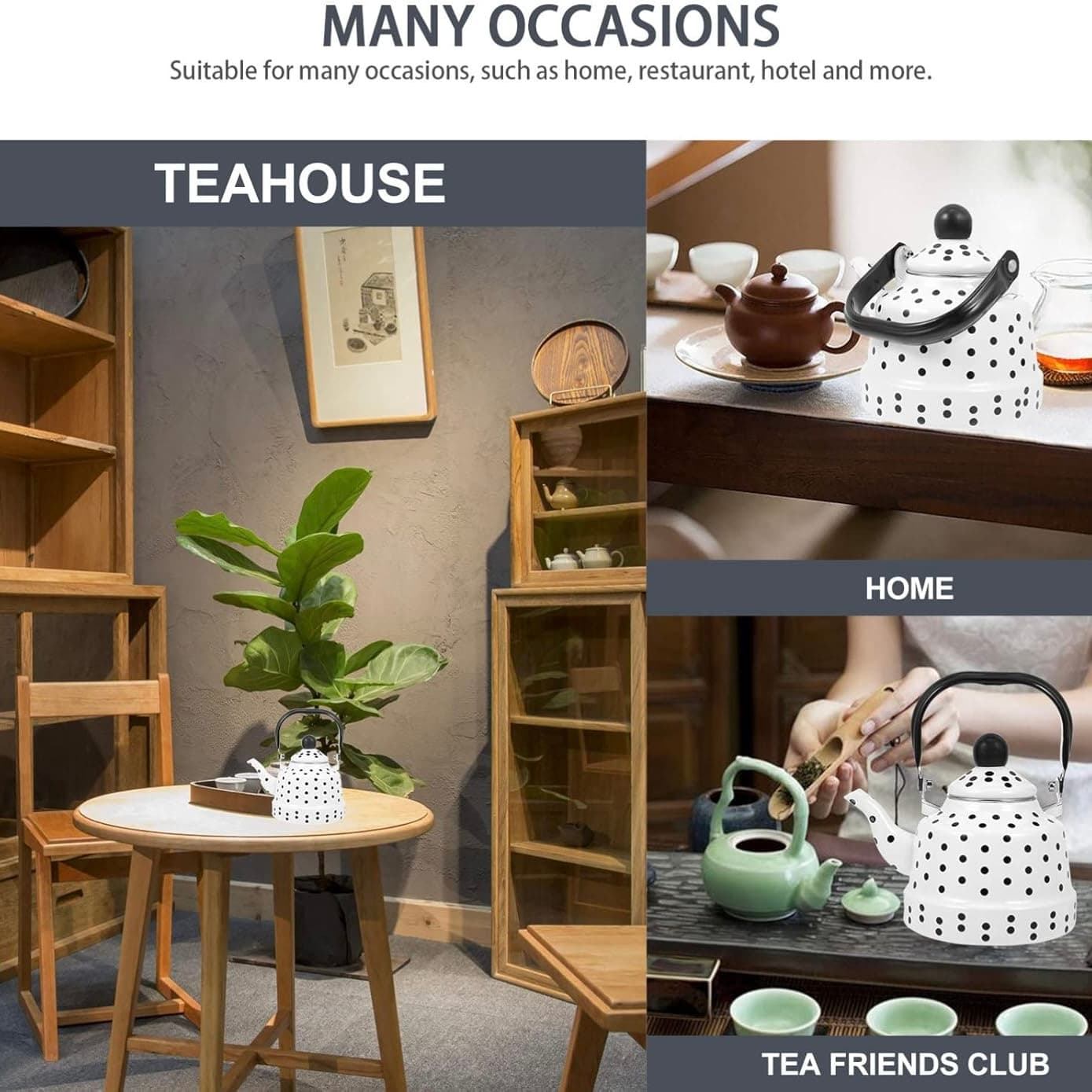 کتری لعابی ۲.۵ لیتری وارداتی سفید خال‌خالی — تصویر ۷