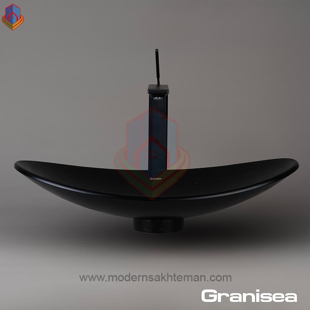 کاسه روشویی مارمونایت مشکی کد 115 — تصویر ۲