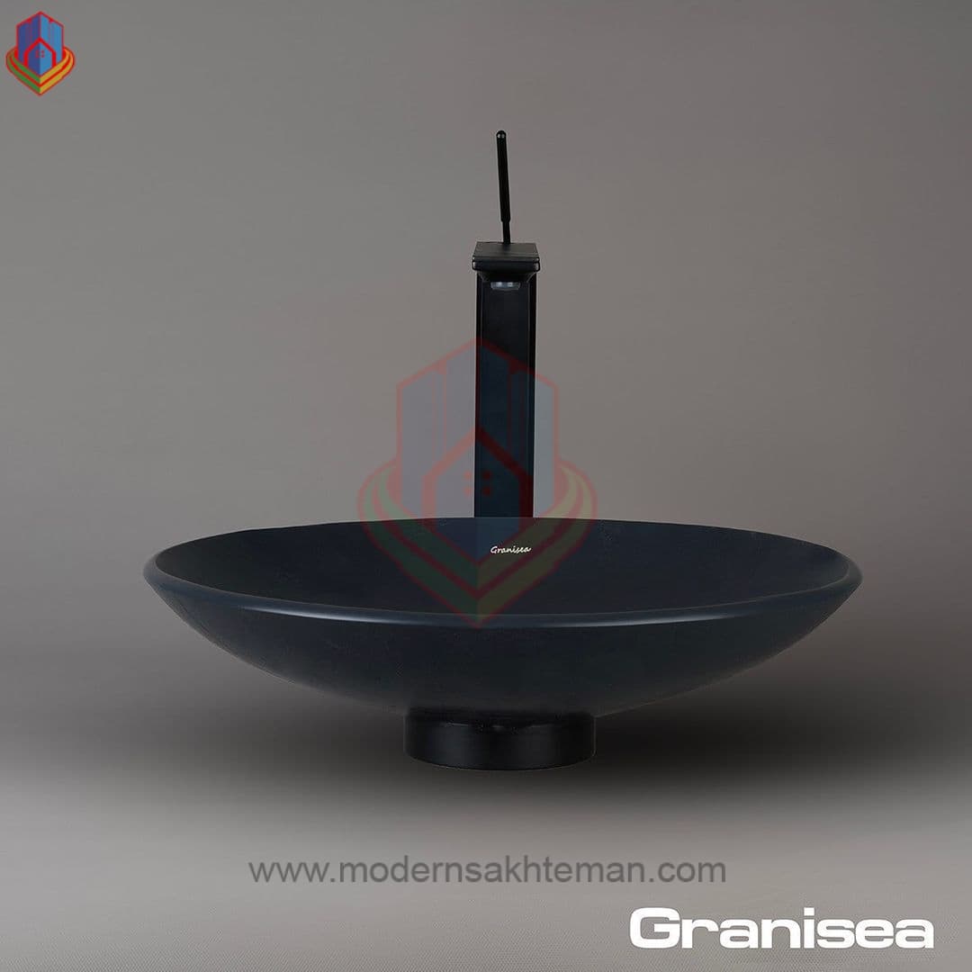 کاسه روشویی مارمونایت طوسی کد 128 — تصویر ۲
