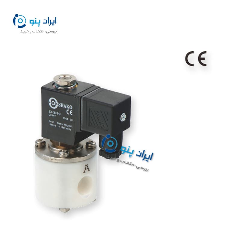 شیر برقی ۲/۲ پنوماتیک استیل کنترل جهت شاکو سایز ۳/۸ اینچ مدل PE220-03T SHAKO