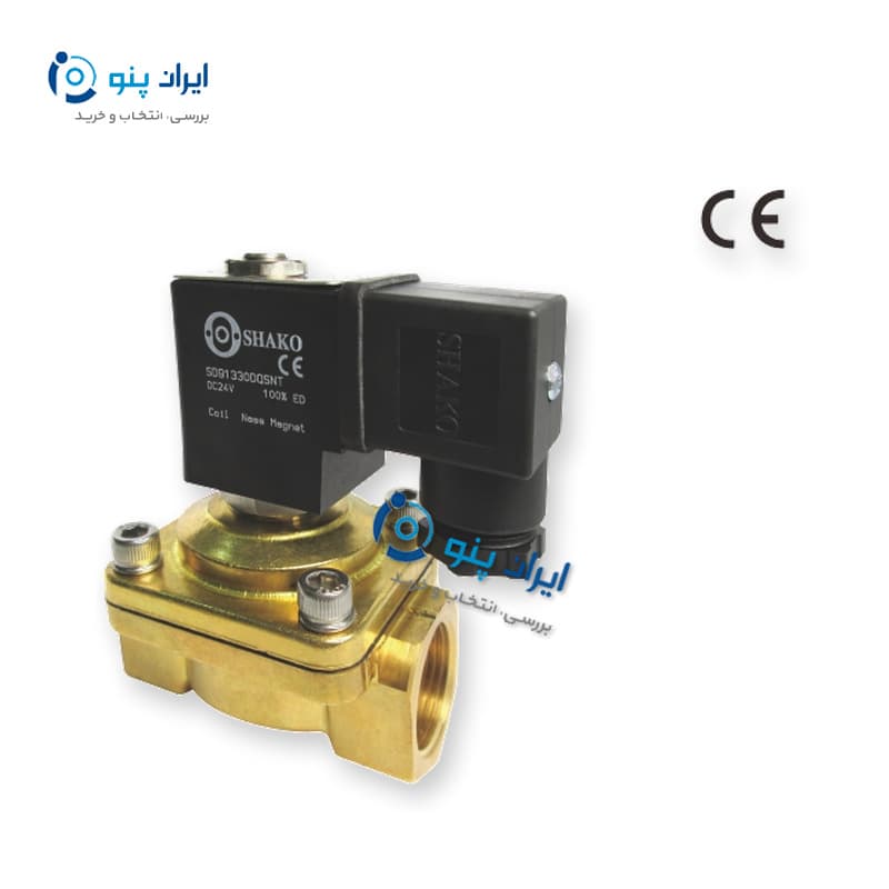 شیر برقی ۲/۲ پنوماتیک برنجی مستقیم شاکو سایز ۱ اینچ مدل PU220-08A SHAKO