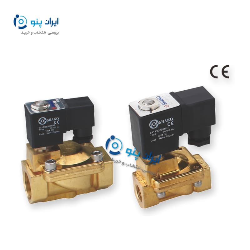 شیر برقی ۲/۲ پنوماتیک برنجی شاکو سایز ۳/۴ اینچ مدل PU225-06A SHAKO