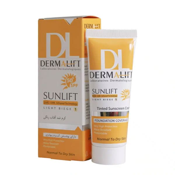 کرم ضد آفتاب SPF50 پوست خشک درمالیفت بژ روشن (40ml)