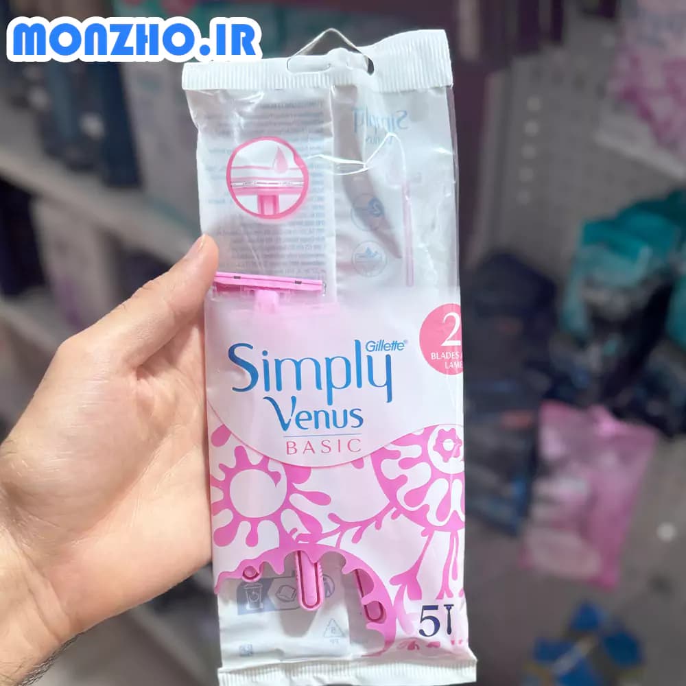خودتراش ژیلت زنانه مدل Simply Venus بسته 5 عددی — تصویر ۲