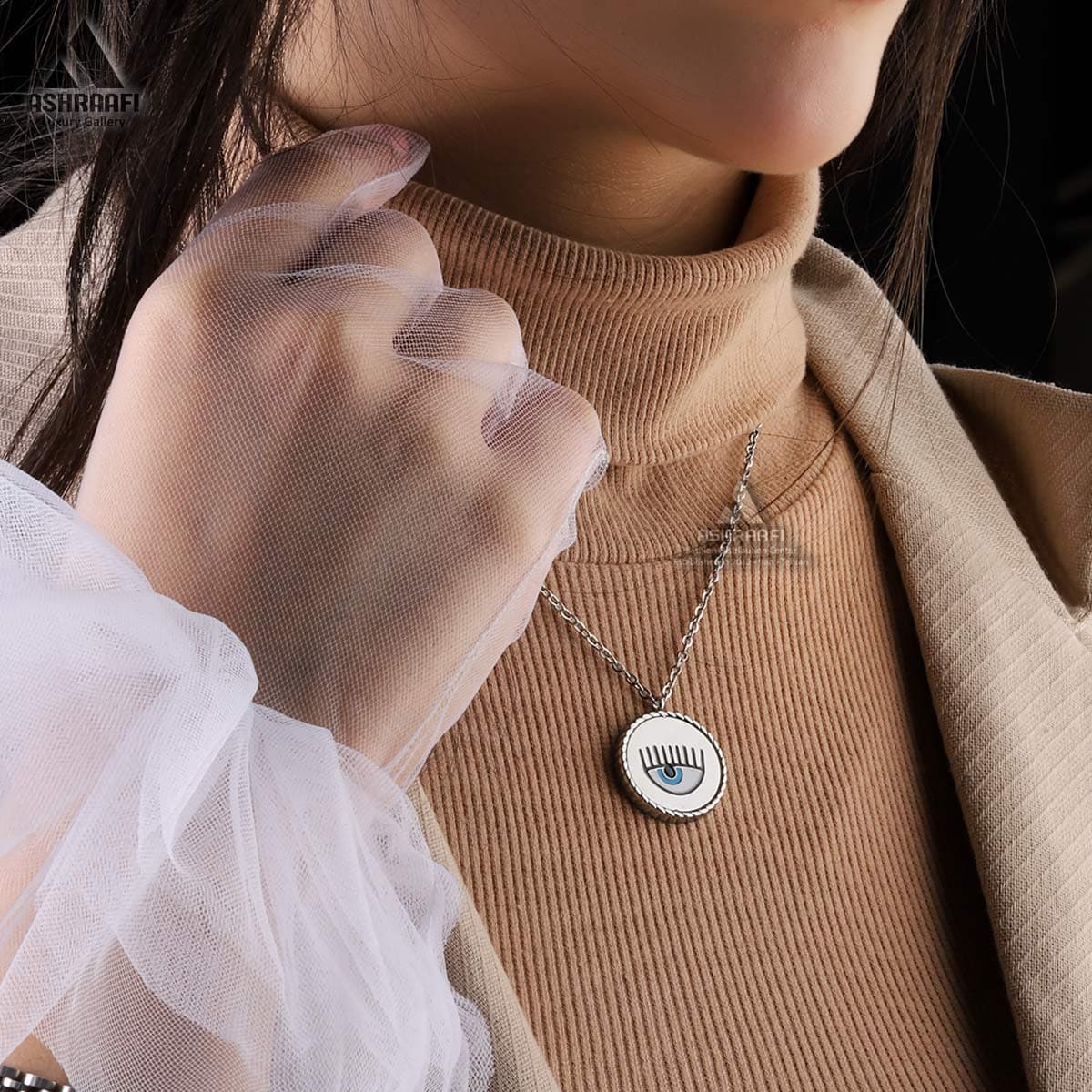 گردنبند زنانه تک چشم Evil Eye Necklace — تصویر ۳