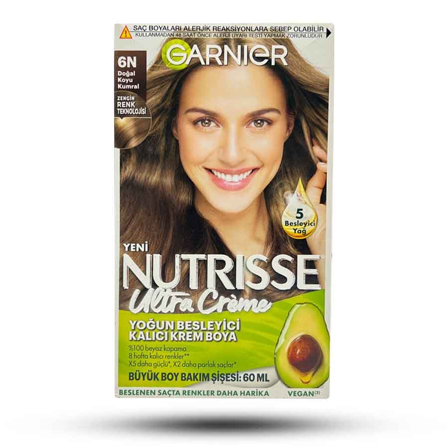 کیت رنگ مو شماره 6N گارنیر سری NUTRISSE رنگ خرمایی تیره طبیعی