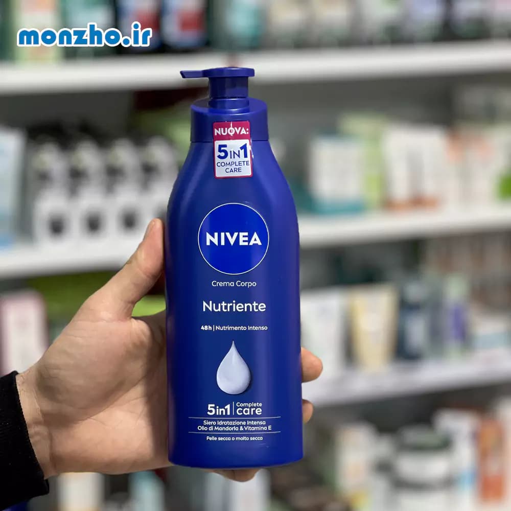 لوسیون بدن نیوآ مدل Nutriente حاوی روغن بادام و ویتامین E مخصوص پوست خشک و خیلی خشک 400 میل — تصویر ۳