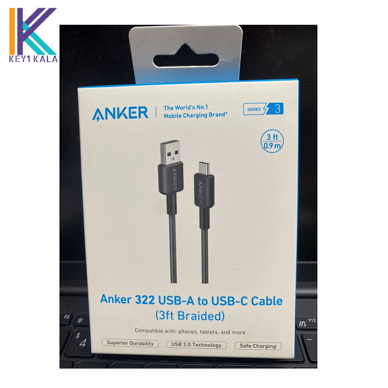 کابل شارژ تایپ سی به یو اس بی انکر Anker USB Type-C to USB-A 322 A81H5 90CM Cable — تصویر ۶