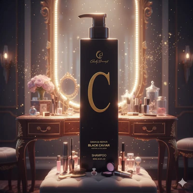 شامپو بلک خاویار کندی بیوتی Candy Beauty فاقد سولفات – ترمیم کننده حجم800 میل — تصویر ۲