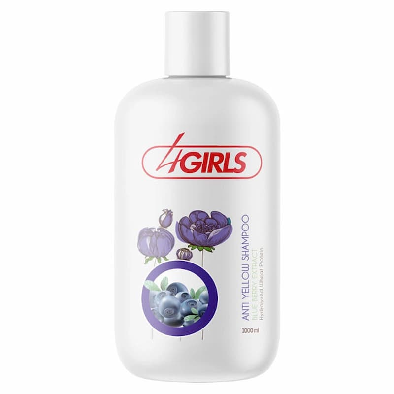 شامپو ضد زردی فور گرلز 4Girls حاوی عصاره بلوبری حجم 1000 میل