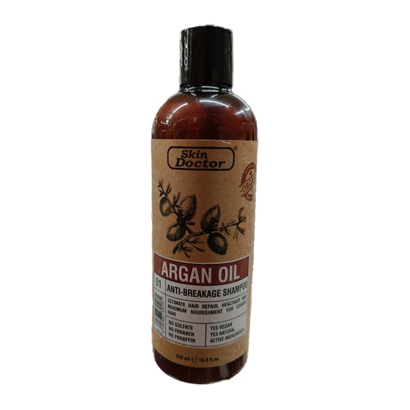 شامپو روغن آرگان فاقد سولفات دکتر اسکین – ترمیم کننده موهای شکننده حجم 500 میل