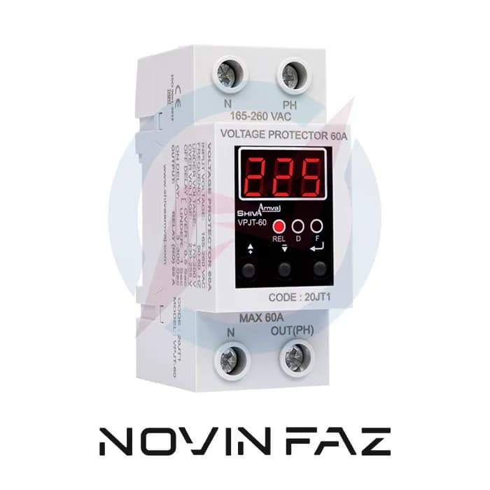 محافظ ولتاژ دیجیتال 60A شیوا امواج 20JT1