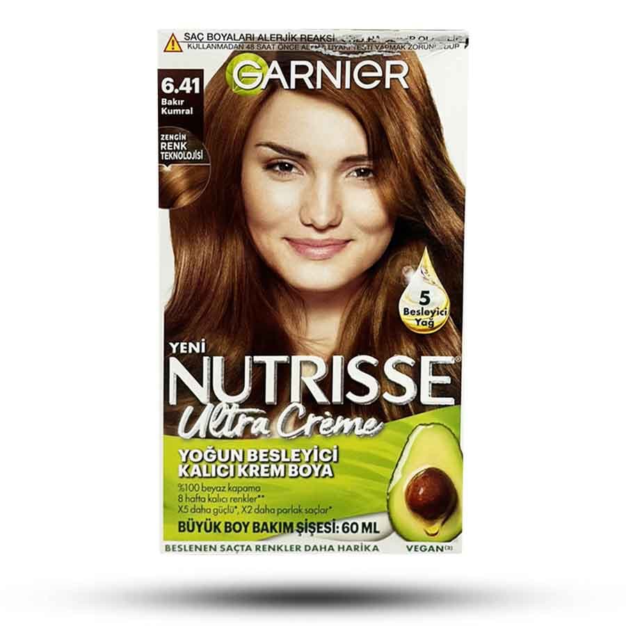 کیت رنگ مو شماره 6.41 گارنیر سری NUTRISSE رنگ قهوه ای مسی