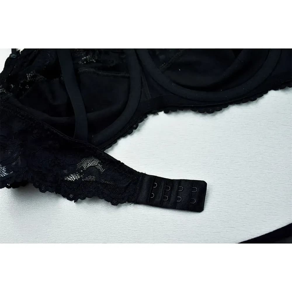 ست شورت و سوتین زنانه دانتل هارنسی فنردار بدون اسفنج و جک — تصویر ۴