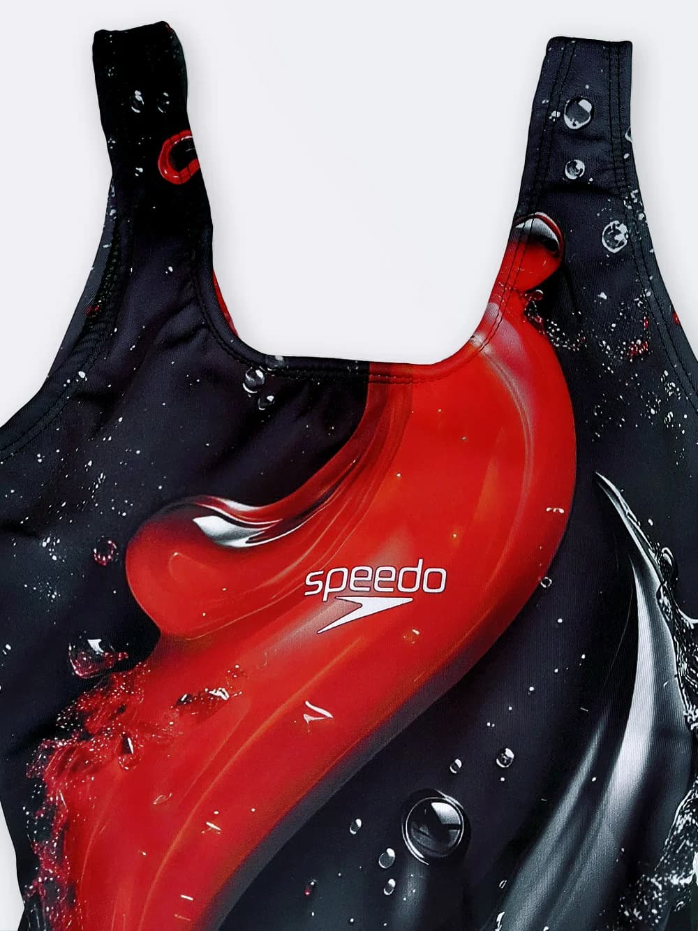 مایو زنانه پادار مشکی نیمه پوشیده طرح دار بصورت کاپدار برای استخر اسپیدو ( Speedo ) ضد کلر — تصویر ۴