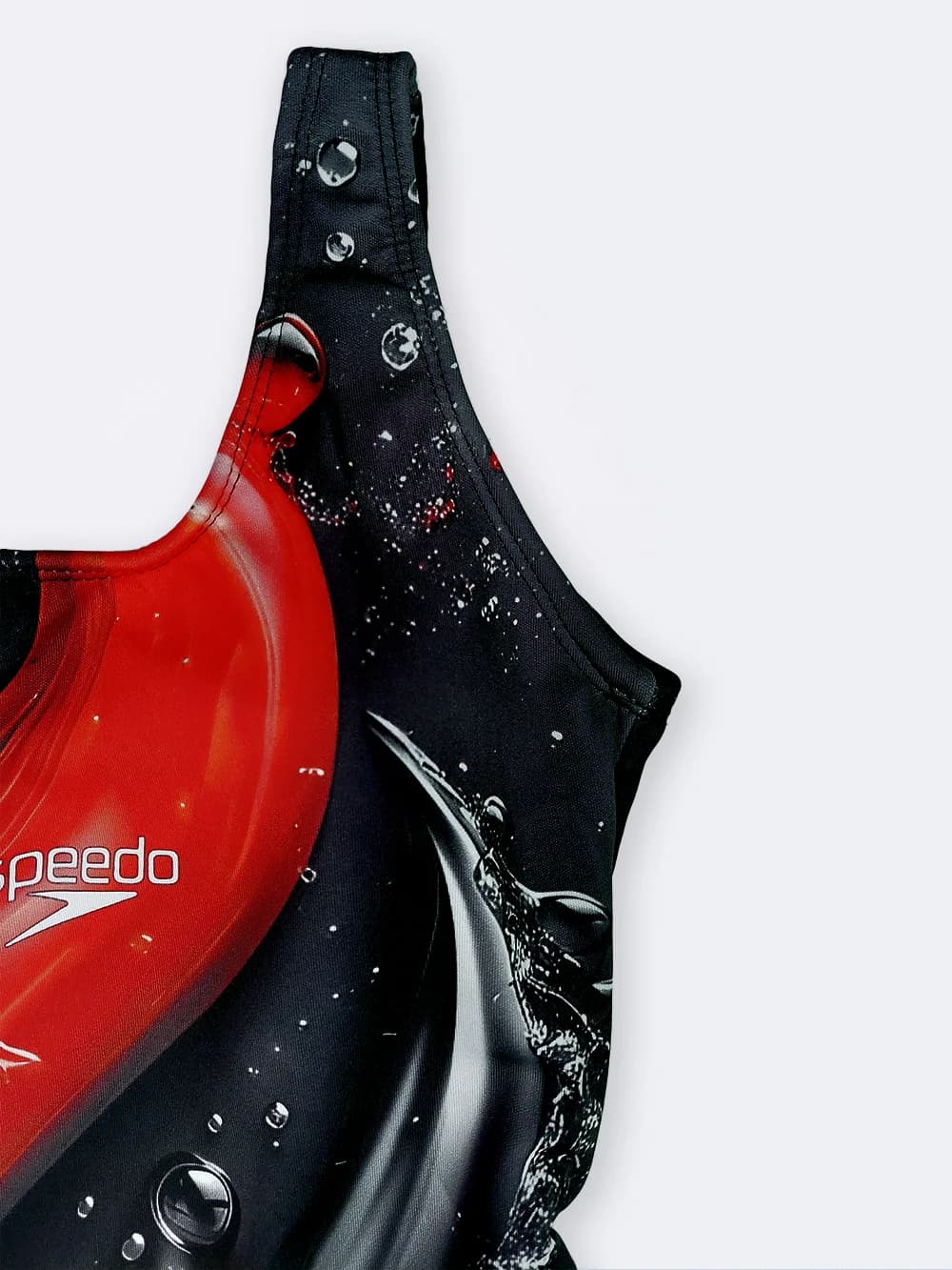 مایو زنانه پادار مشکی نیمه پوشیده طرح دار بصورت کاپدار برای استخر اسپیدو ( Speedo ) ضد کلر — تصویر ۶