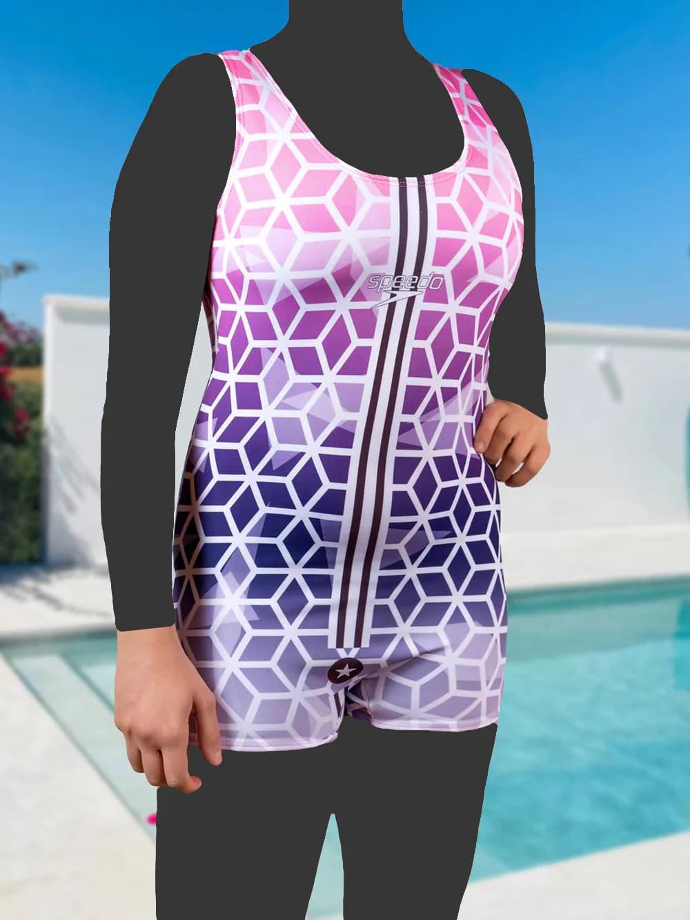 مایو پادار زنانه طرح فانتزی و شاد بصورت کاپدار برای استخر اسپیدو ( Speedo ) نیمه پوشیده — تصویر ۳