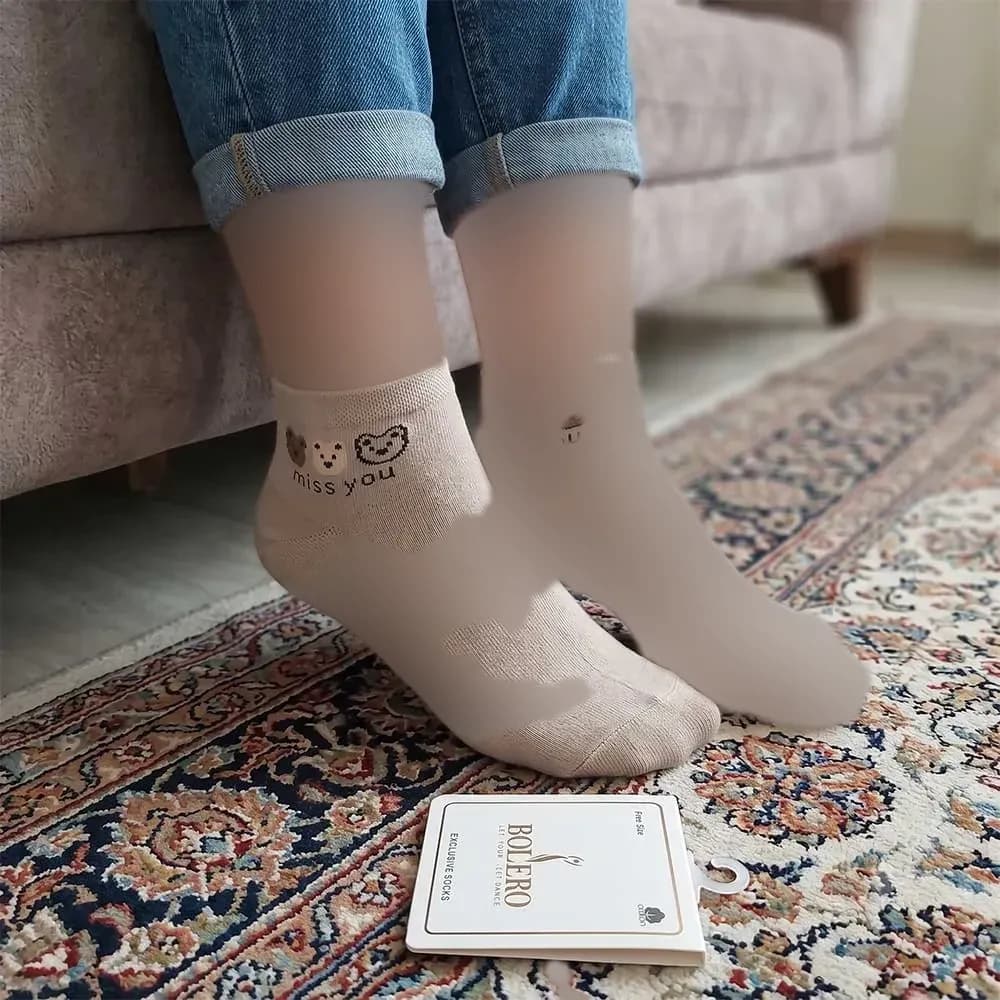 جوراب زنانه طرح تدی پنبه ای سایز 36 تا 40 — تصویر ۵