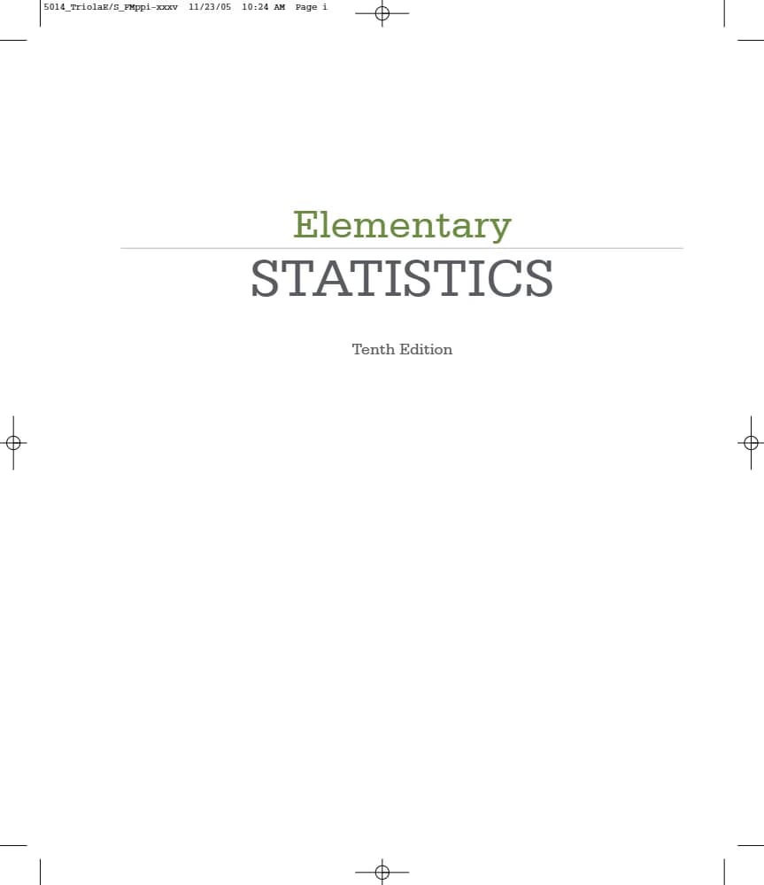 کتاب Elementary Statistics (آمار مقدماتی) نسخه انگلیسی PDF | ماریو اف. تریولا