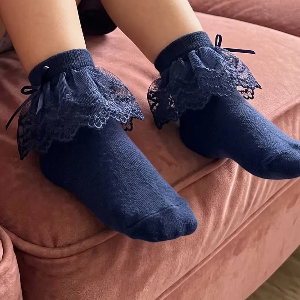 جوراب لب تور دخترانه پاپیونی پنبه ای ایرانی — تصویر ۲