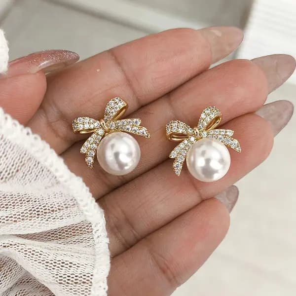 گوشواره مروارید پاپیونی ژوپینگ