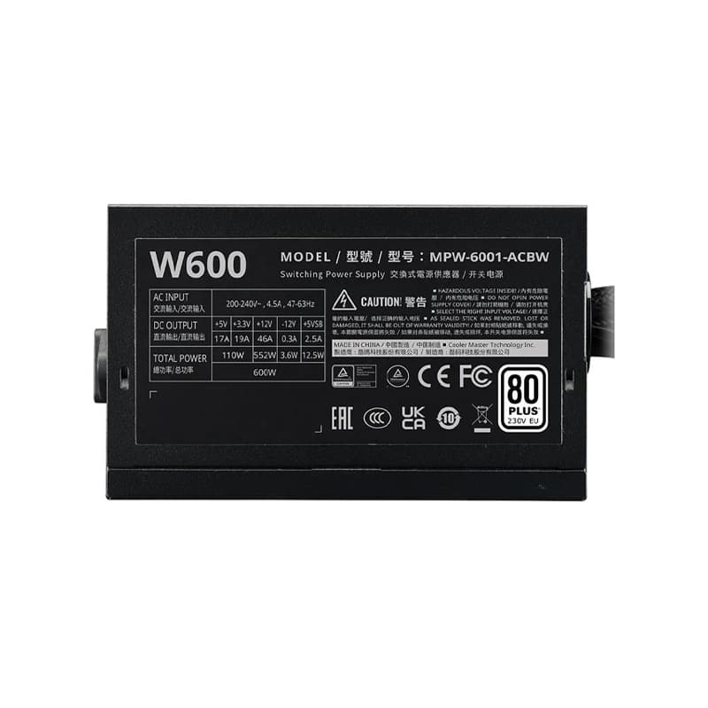 منبع تغذیه کامپیوتر کولر مستر مدل ELITE NEX White W600 230V — تصویر ۲