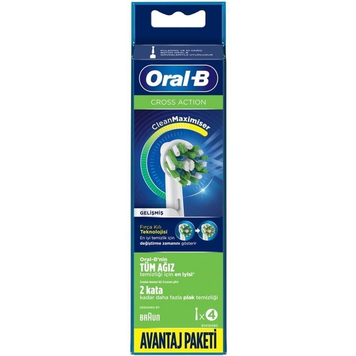 سری یدکی مسواک برقی اورال بی Oral-B سری Cross Action مدل Clean Maximiser بسته 4 عددی — تصویر ۲