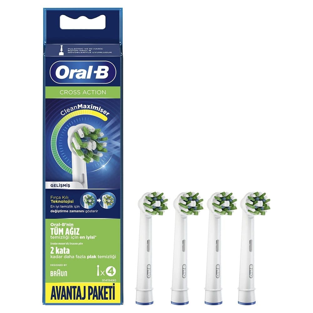 سری یدکی مسواک برقی اورال بی Oral-B سری Cross Action مدل Clean Maximiser بسته 4 عددی — تصویر ۳